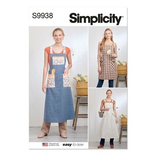 Simplicity S9938 Misses' Pullover Aprons Pattern White Xs - Xl