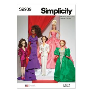 Simplicity S9939 11 1/2” Fashion Doll Clothes by Andrea Schewe Designs Pattern White One Size
