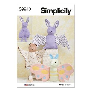 Simplicity S9940 Plush Bat, Moth and Flying Squirrel Pattern White One Size