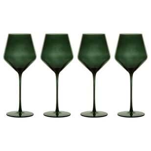 Bouclair Christmas Velvet Statement Wine Glass 4 Piece Set Green 9 x 7 x 26 cm