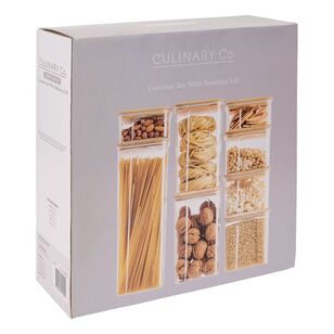 Culinary Co Cannister Bamboo Lid 8 Piece Set Clear