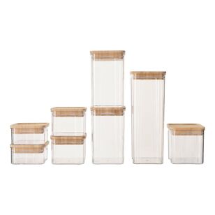 Culinary Co Cannister Bamboo Lid 8 Piece Set Clear