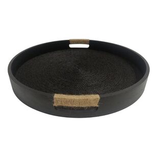 Bouclair Panama MDF Round Tray Black 4.8 x 38 cm