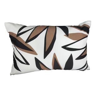 Bouclair Panama 2 Tone Leaf Print Lumbar Cushion Black 33 x 51 cm