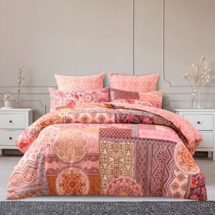 KOO Tiled Patchwork Quilt Cover Set Orange