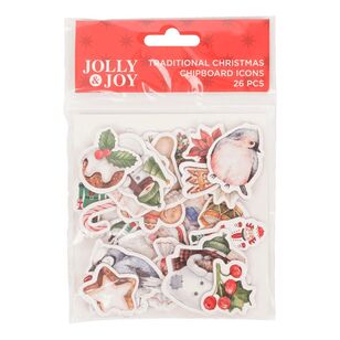 Jolly & Joy Christmas Chipboard Traditional Christmas Icons 26 Pack Traditional Xmas