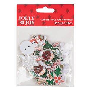 Jolly & Joy Christmas Chipboard Essential Christmas Icons 32 Pack Essential Xmas