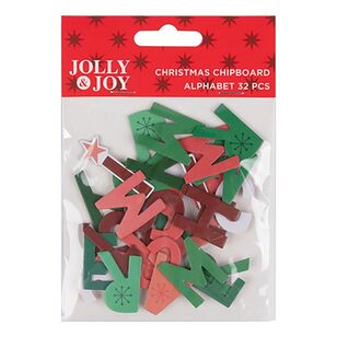 Jolly & Joy Christmas Chipboard Christmas Alphabet 32 Pack Essential Xmas