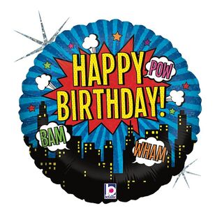 Grabo Superhero 18-inch Round Foil Birthday Balloon Multicoloured 18 in