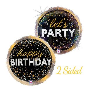 Grabo Birthday Party 2-Sided Holographic Round Foil Balloon Multicoloured 18 in