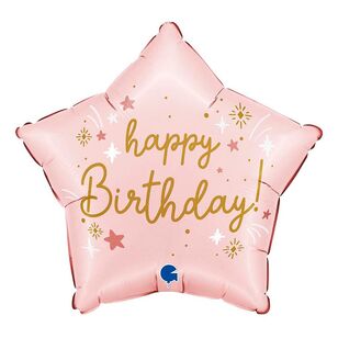 Grabo Pink Birthday Star Shaped Foil Balloon Multicoloured 18 in