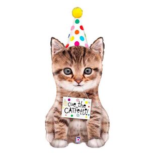 Grabo Cue The Catfetti Cat Shaped Foil Balloon Multicoloured 41 Inch