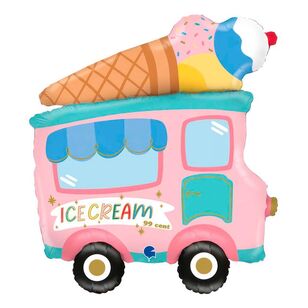 Grabo 60's Ice Cream Truck Shaped Foil Balloon Multicoloured 38 inch