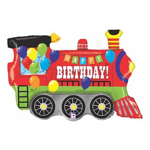 Grabo 37-inch Train Shaped Foil Birthday Balloon Multicoloured