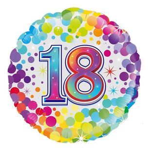 Oaktree Colourful Confetti 18th Celebration Round Foil Balloon Multicoloured