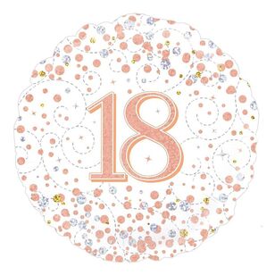 Oaktree Sparkling Fizz Rose Gold 18th Celebration Round Foil Balloon Multicoloured