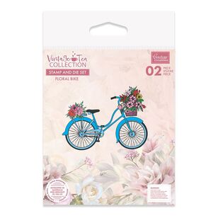 Couture Creations Floral Bike Stamp And Die Set Vintage Tea