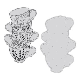 Couture Creations High Tea Cups Stamp And Die Set Vintage Tea