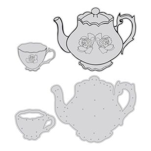 Couture Creations High Tea Pot & Cup Stamp And Die Set Vintage Tea