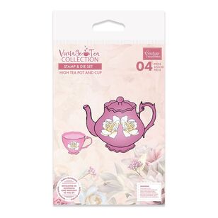 Couture Creations High Tea Pot & Cup Stamp And Die Set Vintage Tea