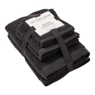 U.S. Polo Assn. Boston 6 Piece Towel Set Charcoal