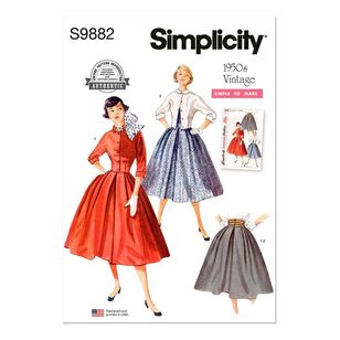 Simplicity S9882 1950s Misses' Skirt & Jacket Pattern White