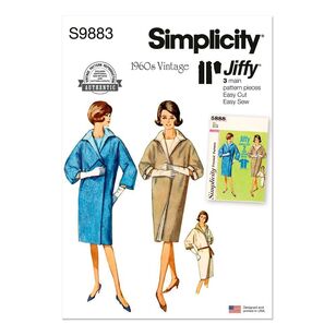 Simplicity S9883 1960s Misses' Reversible Coat Pattern White