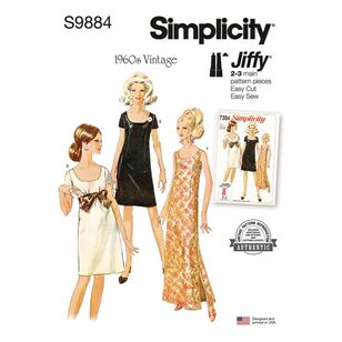 Simplicity S9884 1960s Misses' Dress in Two Lengths Pattern White