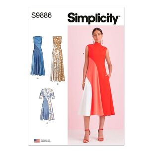 Simplicity S9886 Misses' Dress with Length Variations Pattern White