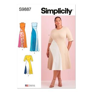 Simplicity S9887 Women's Dress with Length Variations Pattern White