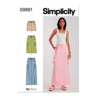 Simplicity S9891 Misses' Skirt In Three Lengths Pattern White