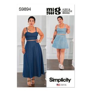 Simplicity S9894 Misses' & Women's Top & Skirt in Two Lengths Pattern White