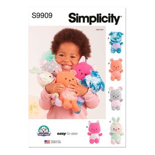 Simplicity S9909 Plush Animals Pattern White One Size