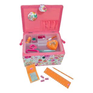 Dritz Rectangle Sewing Basket with Tools Pink & Orange 29 x 22 x 19 cm