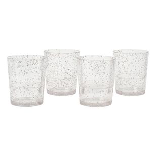 Palm Alfresco Glitter Outdoor Tumbler 4 Pack Silver