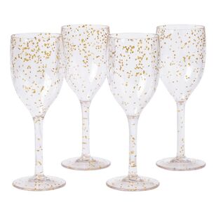 Palm Alfresco Gold Glitter Outdoor Wine Glass 4 Pack Gold