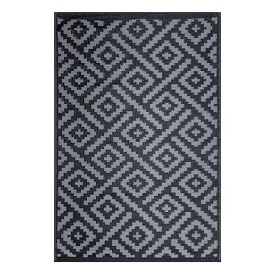 KOO Outdoor Polypropylene Geometric Diamond Mat Black 180 x 120 cm