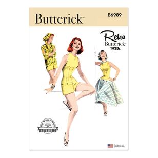 Butterick B6989 1950s Misses' Playsuit, Blouse and Skirt Pattern White