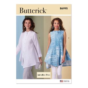 Butterick B6995 Misses' Band Collar Tops by Katherine Tilton Pattern White