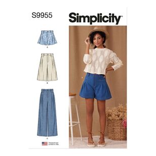 Simplicity S9955 Misses' Pleated Shorts and Pants Pattern White