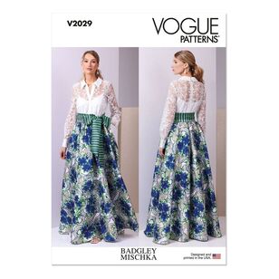 Vogue V2029 Misses' Contrast Dress by Badgley Mischka Pattern White