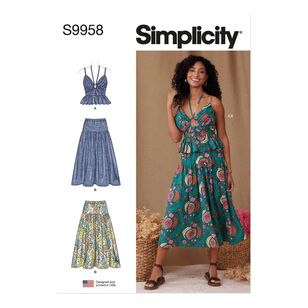 Simplicity S9958 Misses' Flouncy Peplum Top and Skirt Pattern White