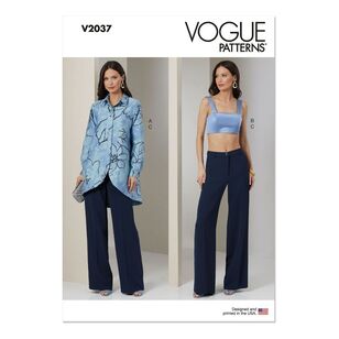 Vogue V2037 Misses' Shirt, Crop Top and Pants Pattern White