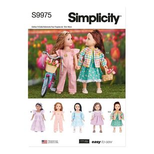 Simplicity S9975 18" Doll Clothes by Elaine Heigl Designs Pattern White One Size