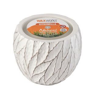 Waxworks Geo Ripple Citronella Candle White 11 cm