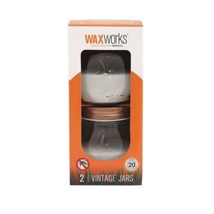 Waxworks Jam Jar Citronella Candle 2 Pack Clear 9 cm