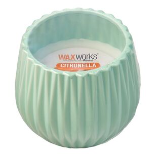 Waxworks Cement Leaf Citronella Candle Green 8 cm