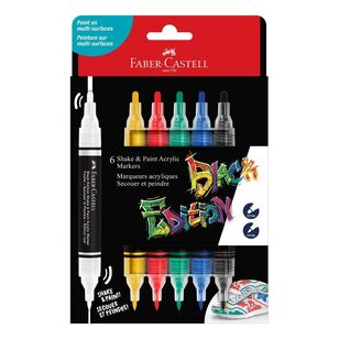 Faber Castell Shake & Paint Acrylic Markers 6 Pack Classic