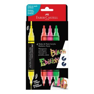 Faber Castell Shake & Paint Acrylic Markers 4 Pack Neon