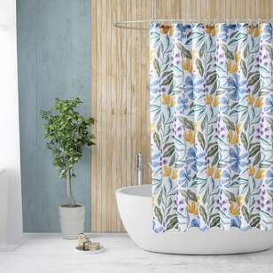 White Home Printed Daphne Shower Curtain Multicoloured